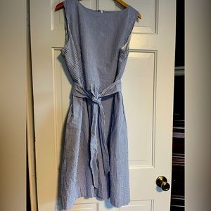 Anne Klein size 16 Seersucker pinstripe, navy and white dress. Only worn once.